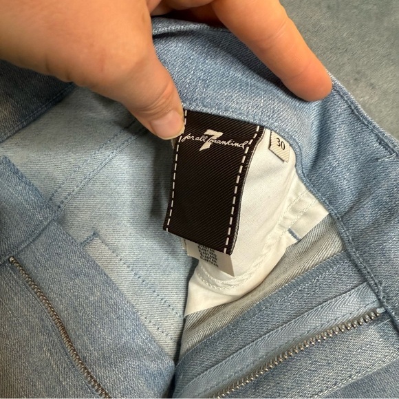 7 For All Mankind Women’s Jeans Sz 30 (Fits 28x29) Distressed Blue Italy - Picture 9 of 16